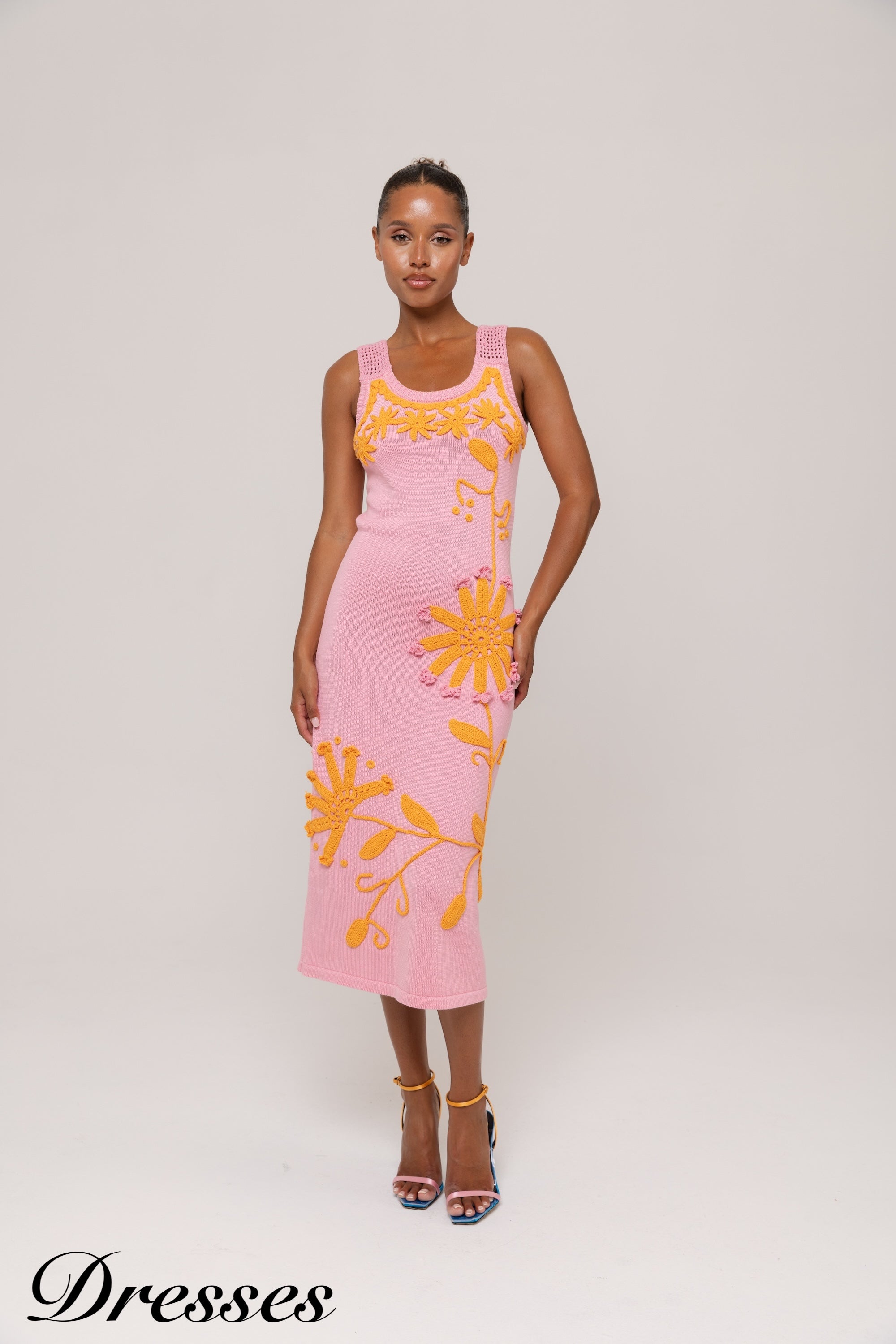 andreeva pink dress with handmade embroidery