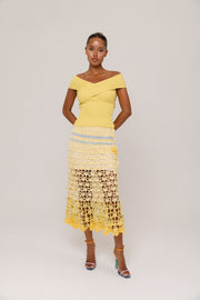 andreeva womens butter yellow knit top