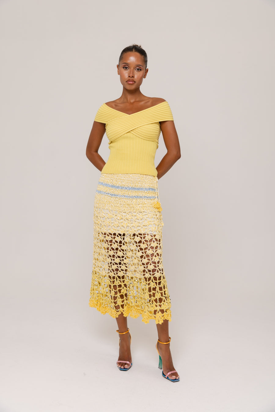 andreeva womens butter yellow knit top