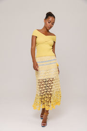 andreeva womens butter yellow knit top