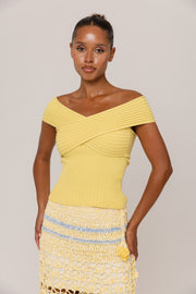 andreeva womens butter yellow knit top
