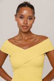 andreeva womens butter yellow knit top