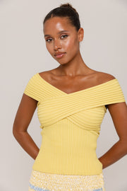 andreeva womens butter yellow knit top