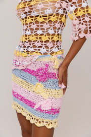 andreeva multicolor handmade crochet mini skirt