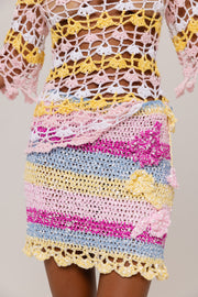 andreeva multicolor handmade crochet mini skirt