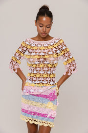 andreeva multicolor handmade crochet mini skirt