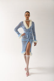 andreeva women's blue knit cardigan-dress
