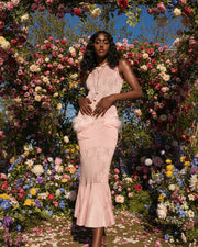 andreeva womens pink knit dress with feathers