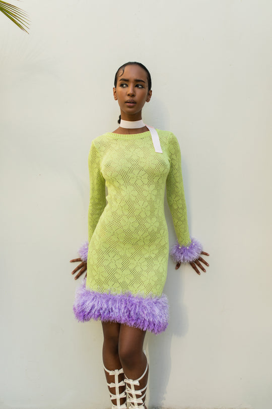 andreeva green knit dress