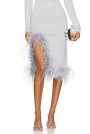 andreeva grey knit skirt with feathers