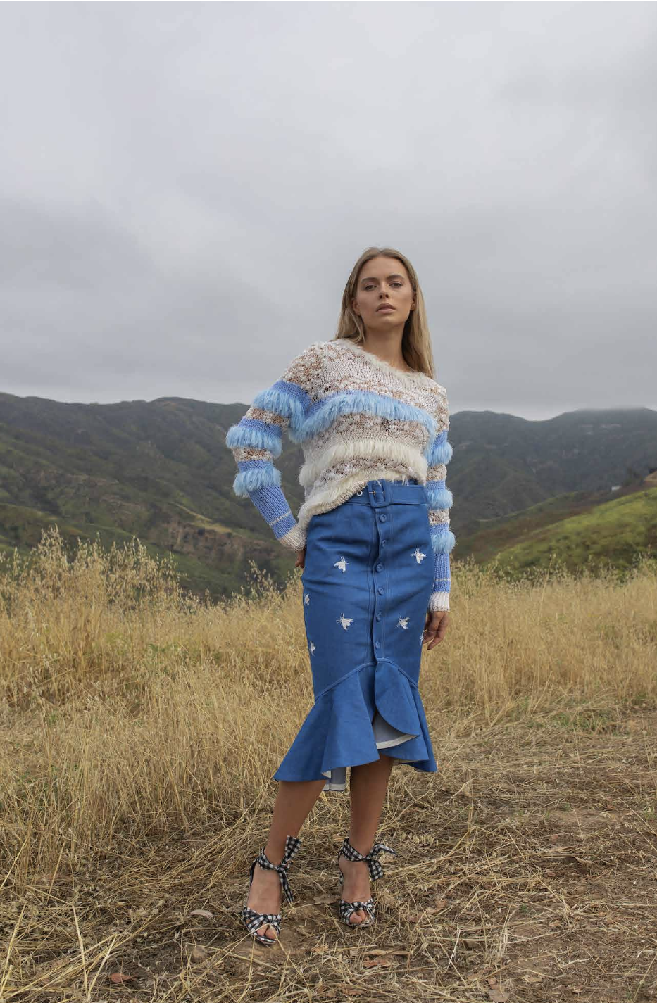 Multicolor Blue Handmade Knit Sweater