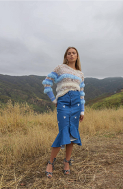 Multicolor Blue Handmade Knit Sweater