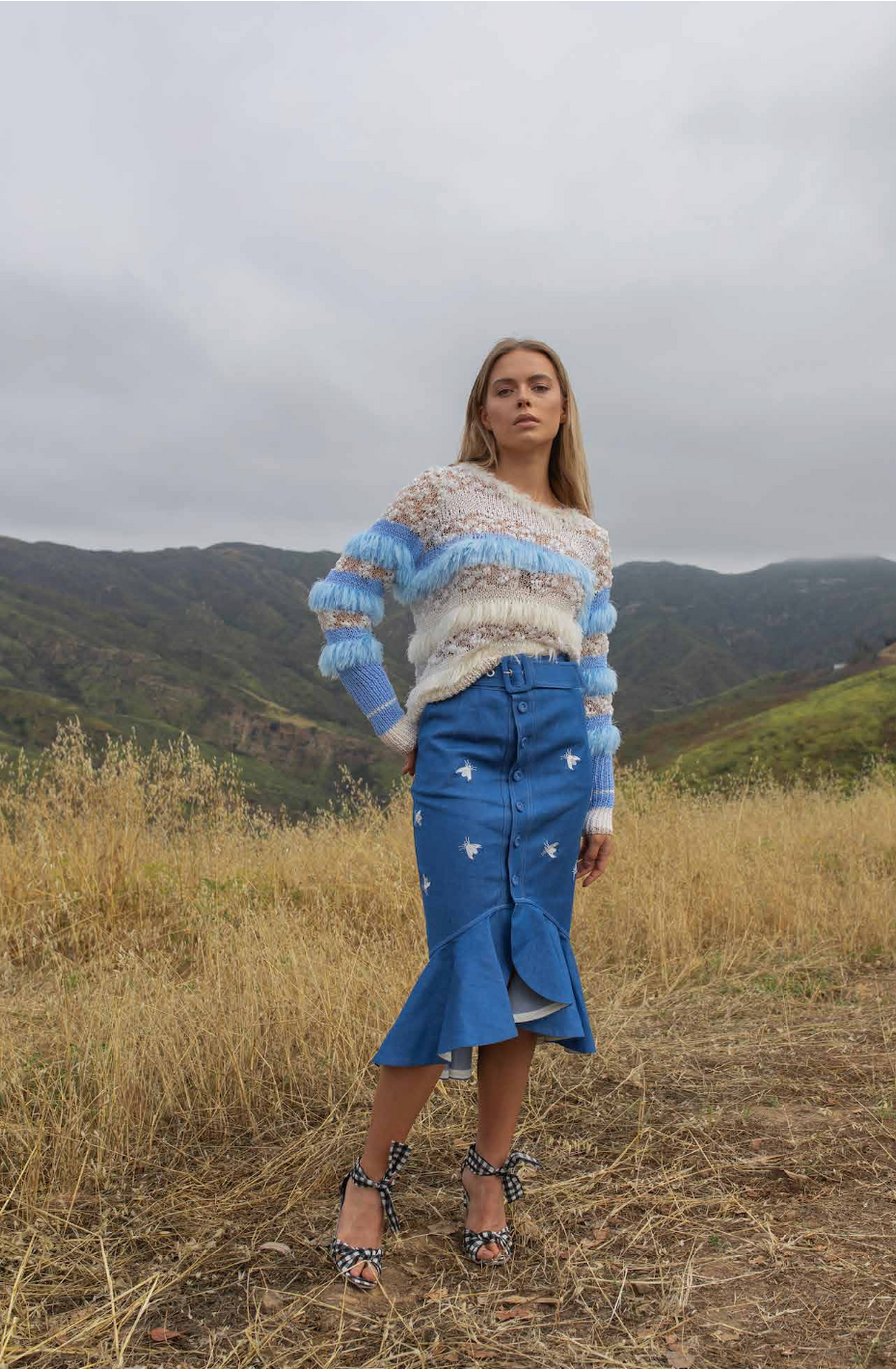 Multicolor Blue Handmade Knit Sweater