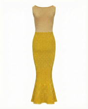 andreeva womens gold knit dress