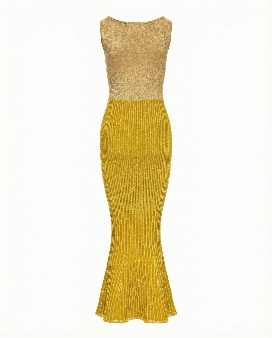 andreeva womens gold knit dress