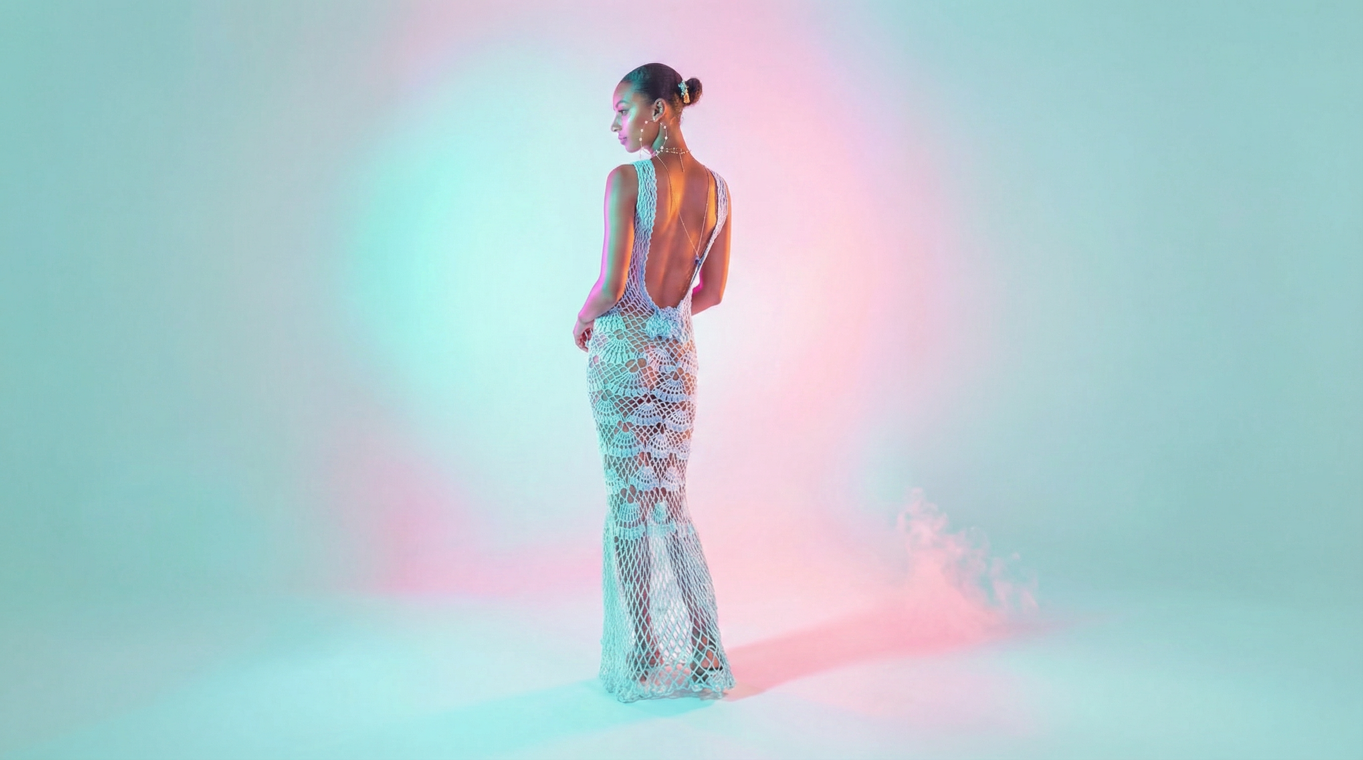 andreeva blue maxi crochet dress