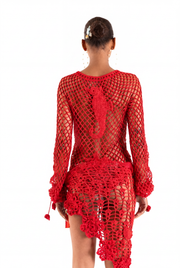 andreeva womens red crochet cover up