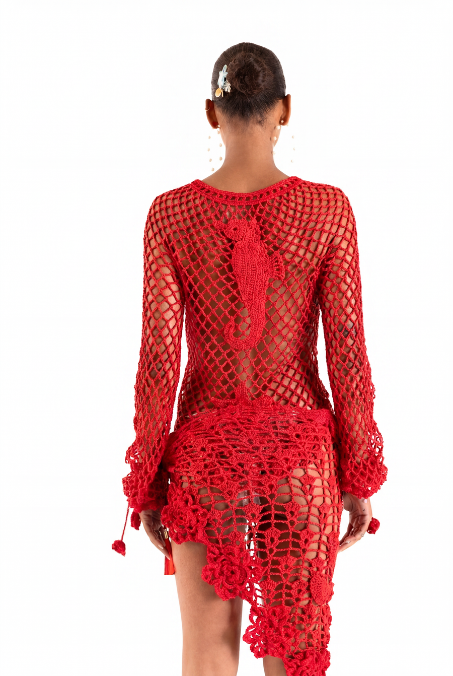 andreeva womens red crochet cover up
