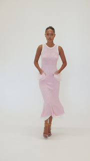 andreeva womens pink knit dress with feathers
