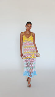 andreeeva multicolor maxi crochet dress