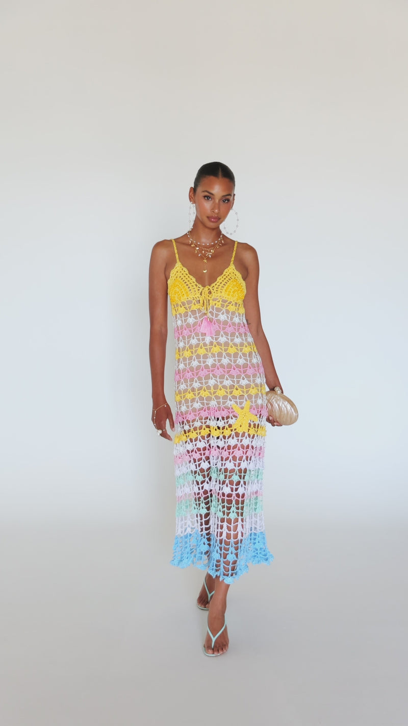 andreeeva multicolor maxi crochet dress