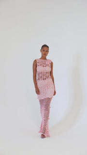 andreeva  womens maxi pink crochet dress