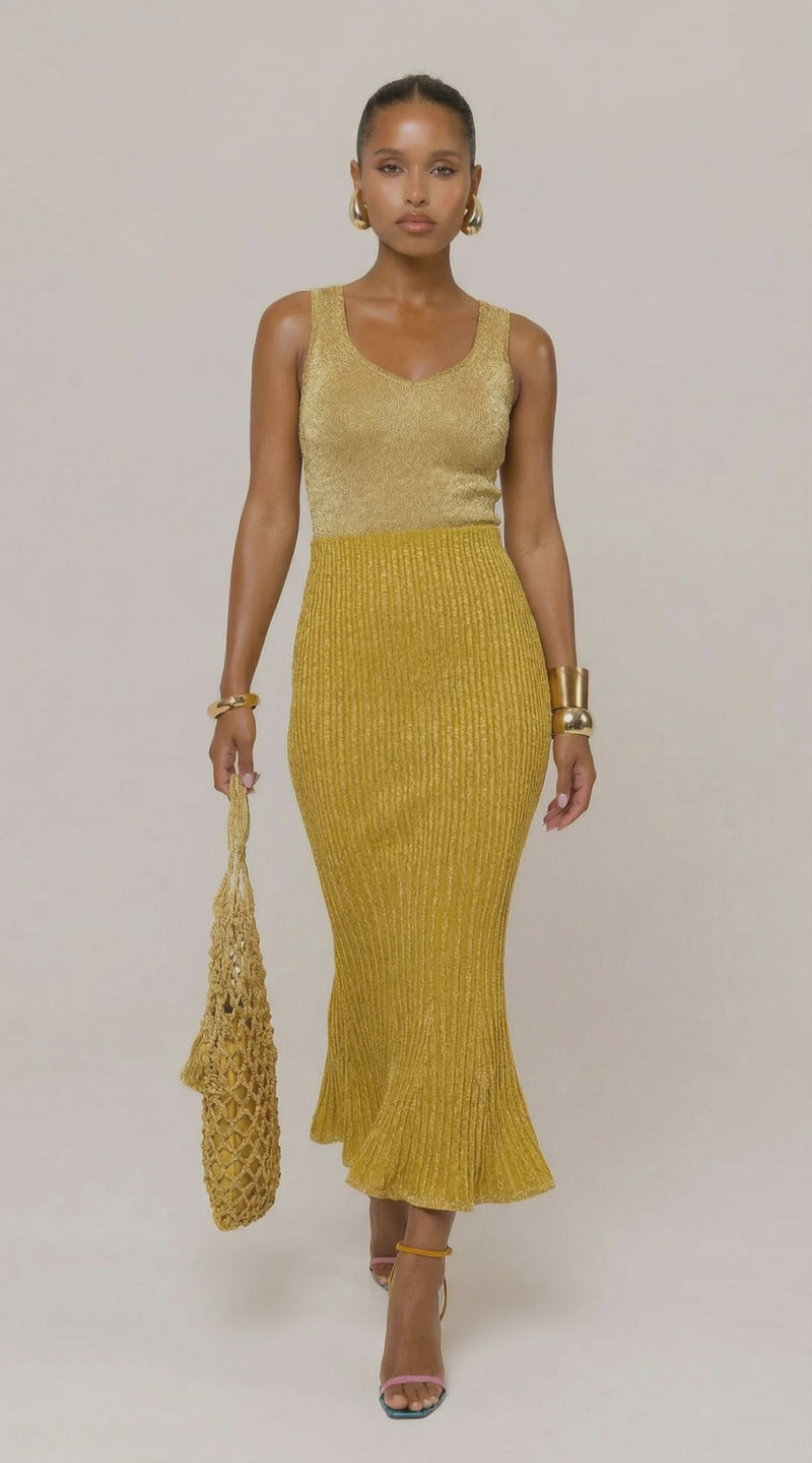 andreeva womens gold knit dress