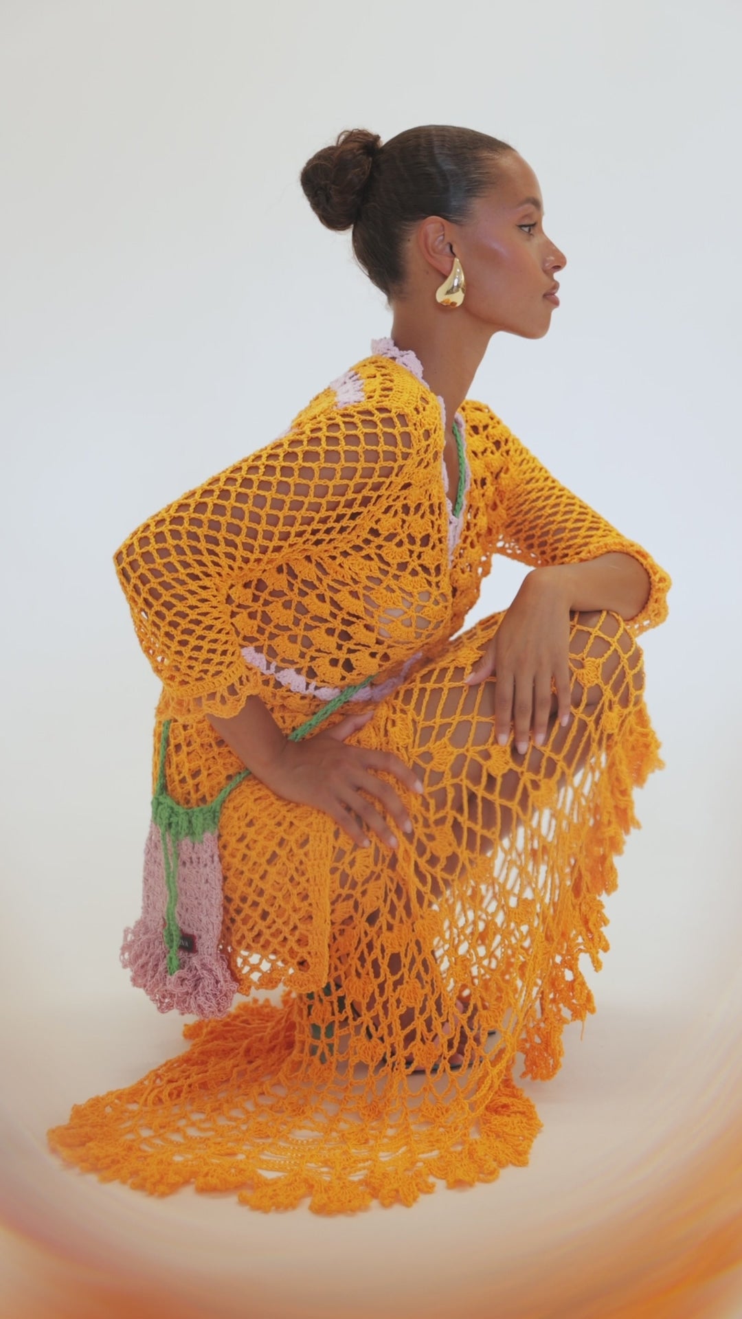 andreeva womens orange crochet skirt