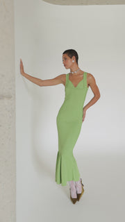 andreeva womens green metallic maxi knit dress