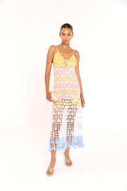 andreeva womens maxi multicolor crochet dress