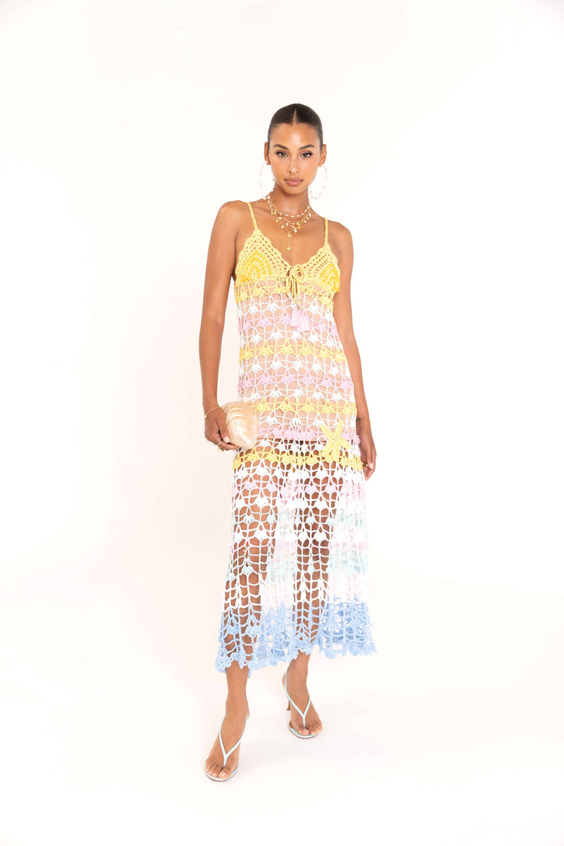 andreeva womens maxi multicolor crochet dress