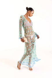 andreeva womens blue crohet cover up