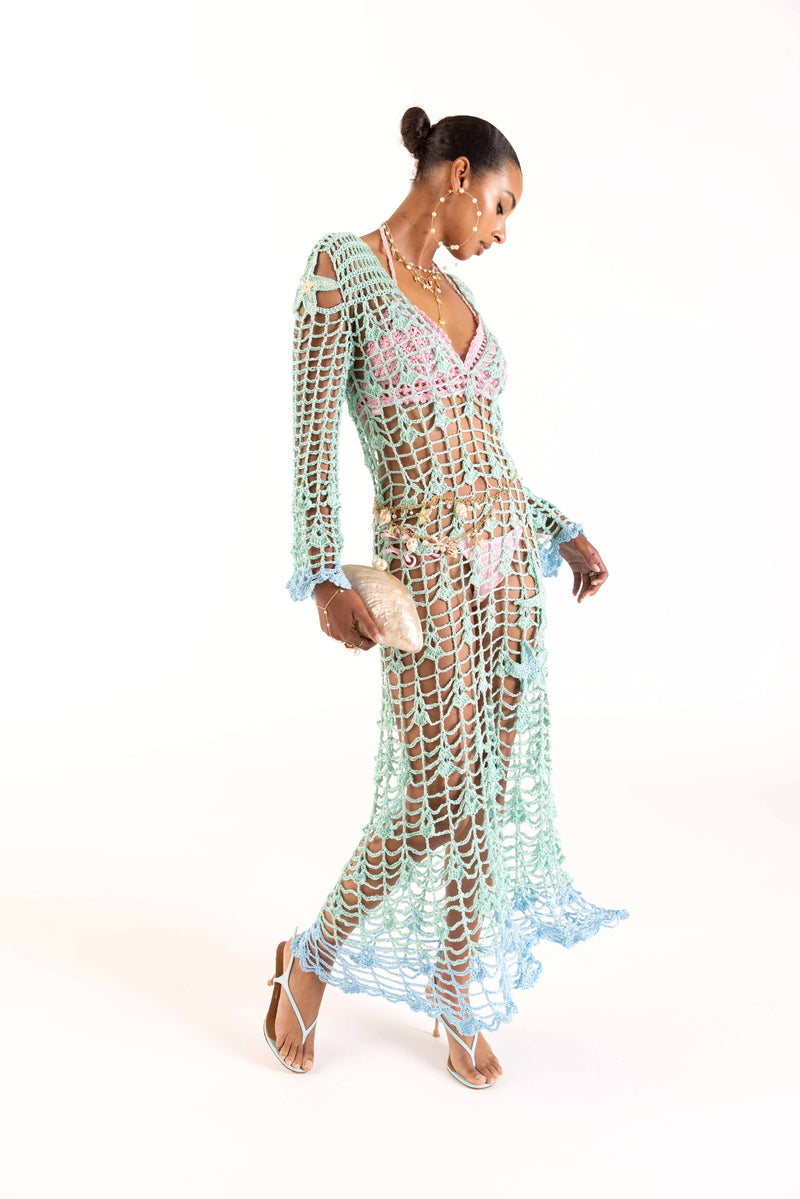 andreeva womens blue crohet cover up
