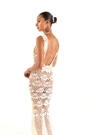 andreeva womens white maxi crochet dress