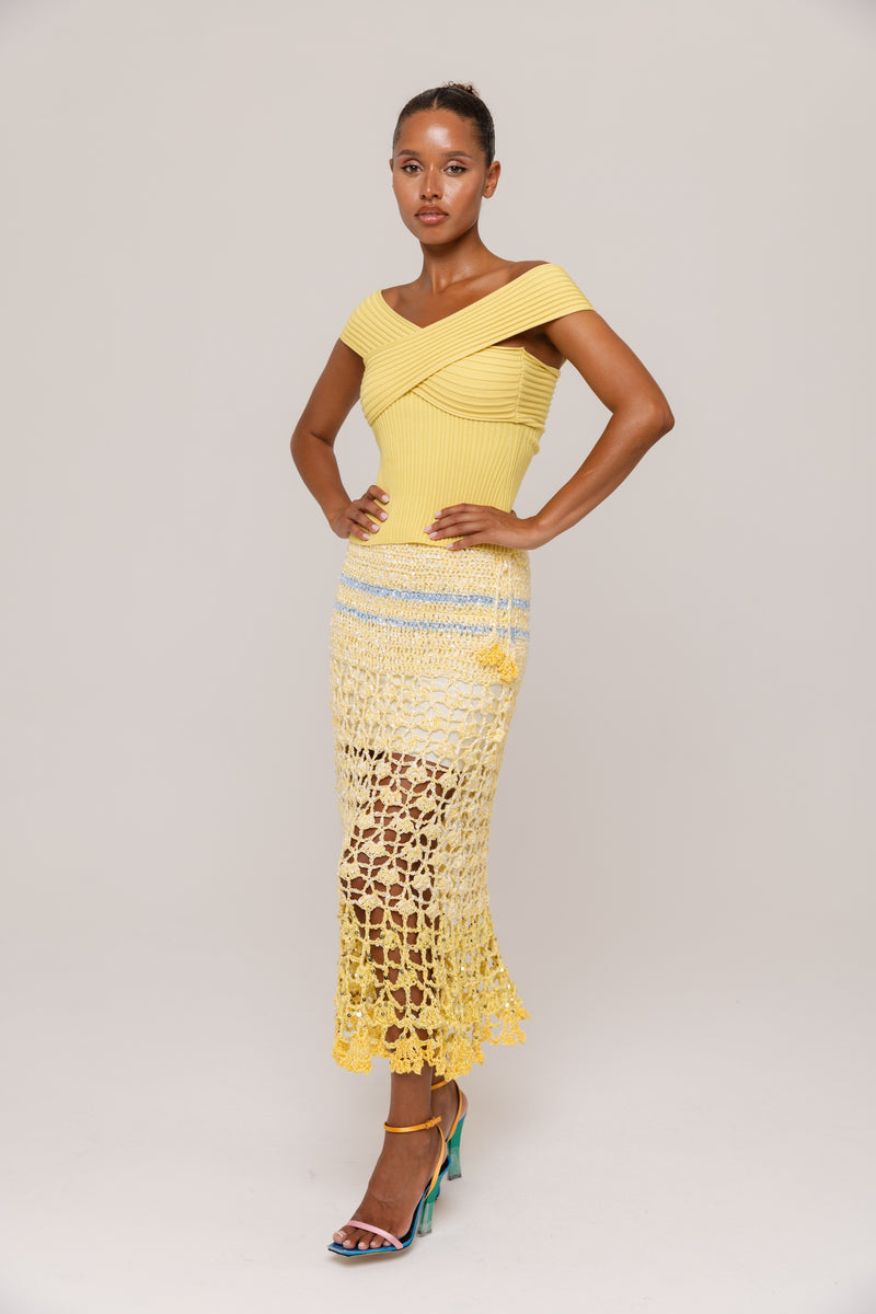 andreeva womens butter yellow knit top