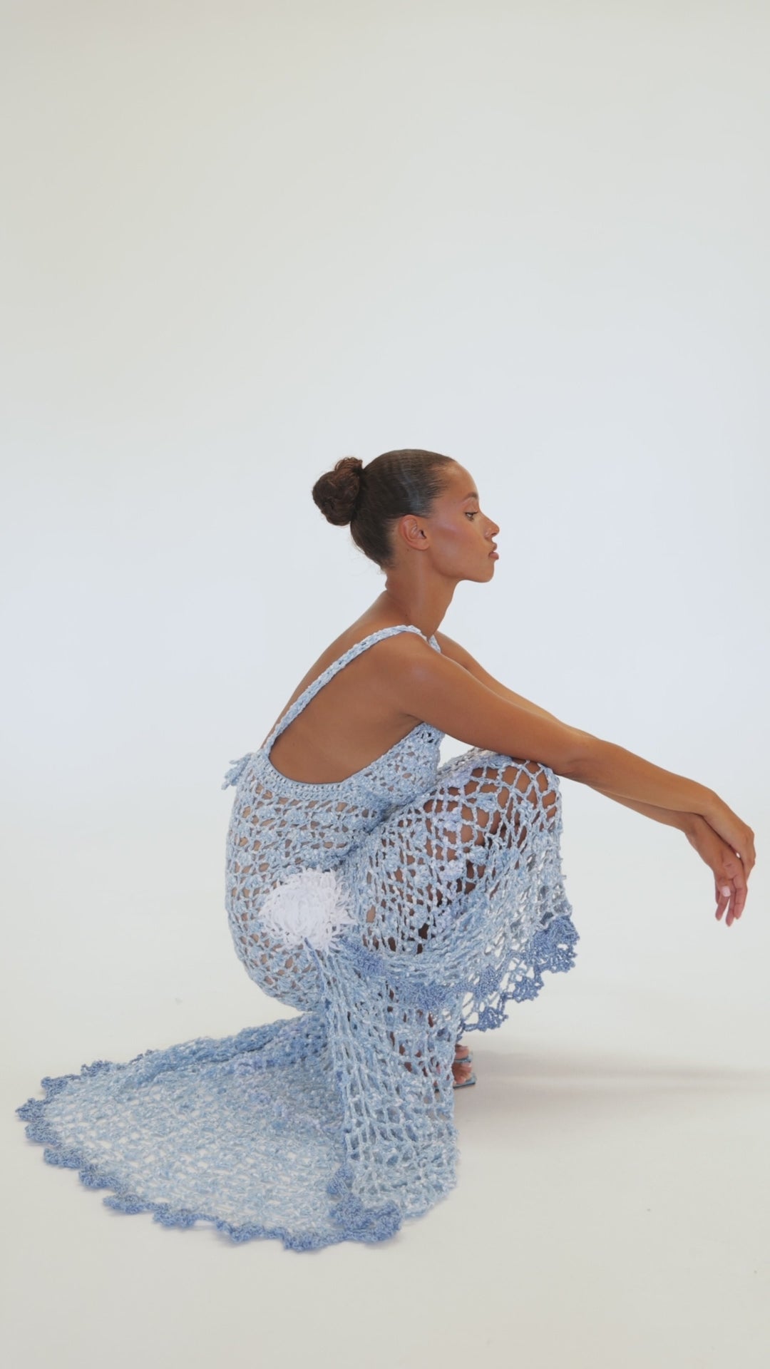 andreeva maxi blue crochet dress
