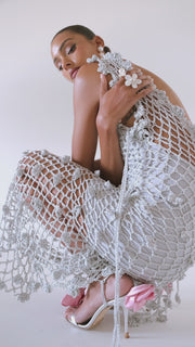 andreeva silver handmade crochet dress