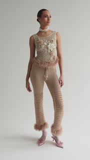 andreeva brown handmade knit pants