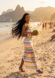 andreeva women's multicolor maxi crochet  dress