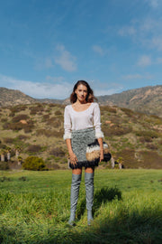 Grey Mini Handmade Knit Skirt - skirt
