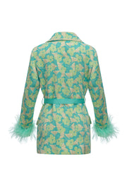 andreeva jacket with feather cuffs