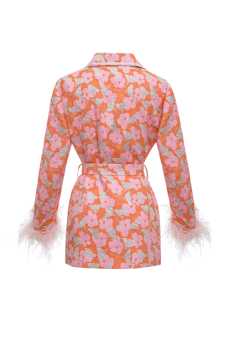 andreeva jacket with feather cuffs