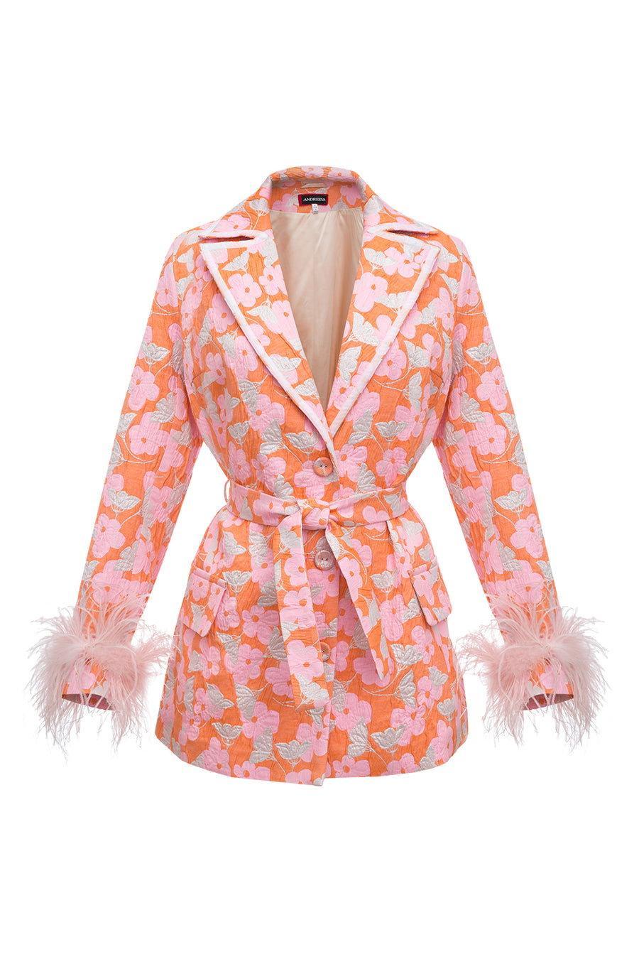 andreeva jacket with feathers cuffs