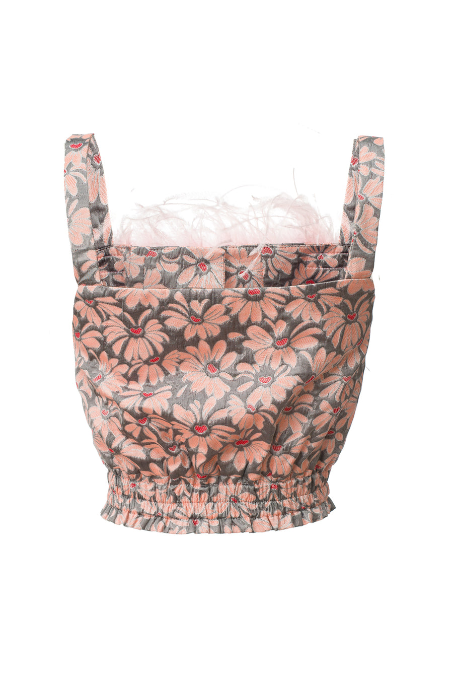 andreeva pink top with feathers