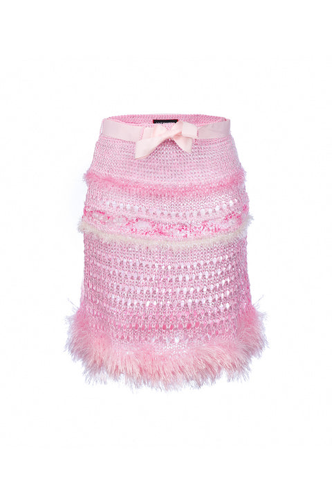 andreeva pink handmade knit skirt