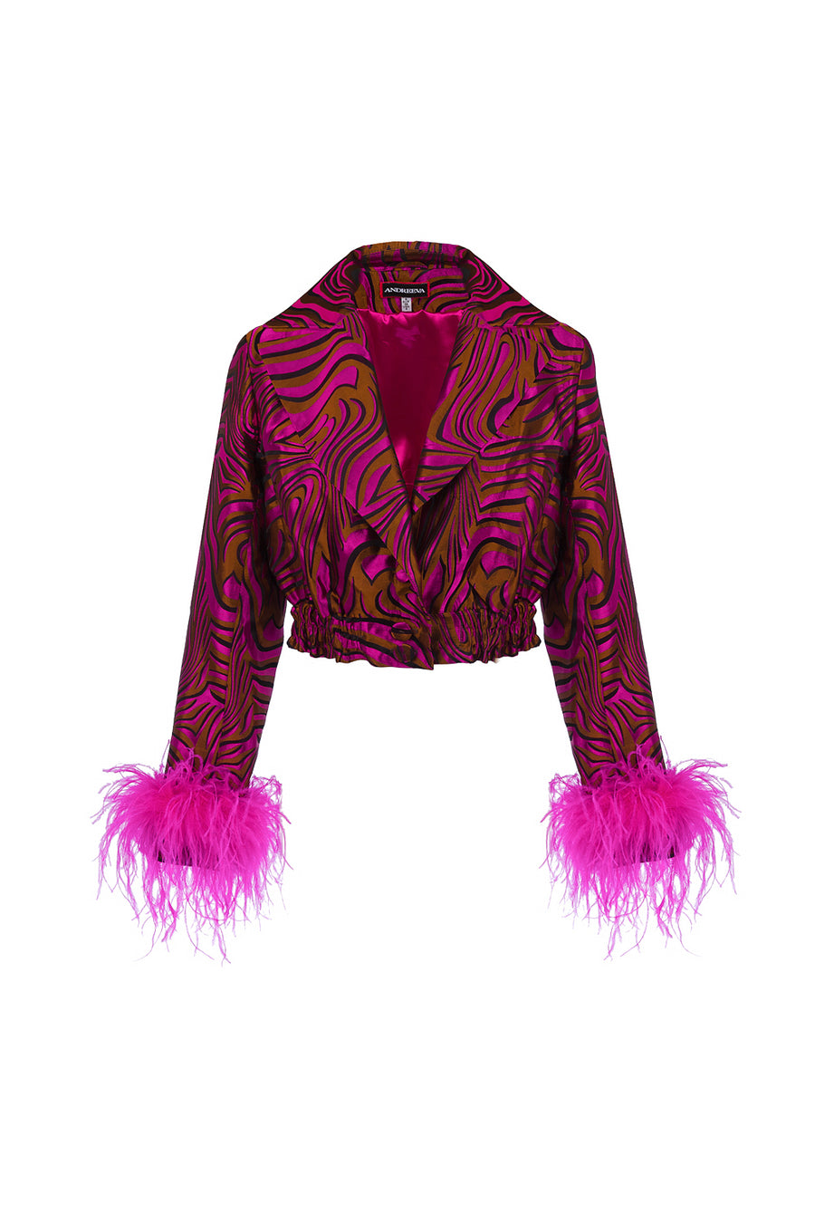 andreeva pink jacket with feathers