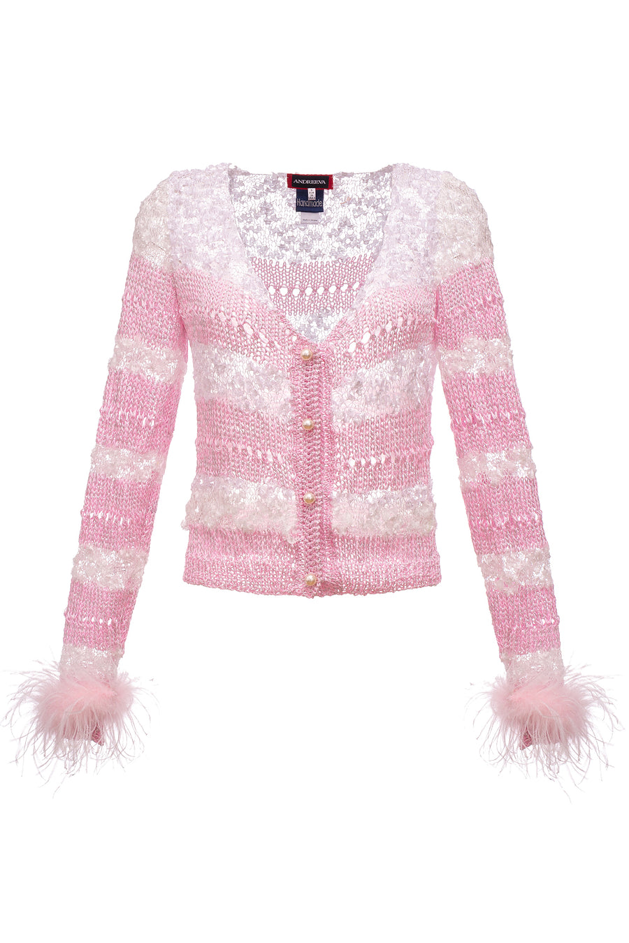 andreeva pink handmade knit sweater