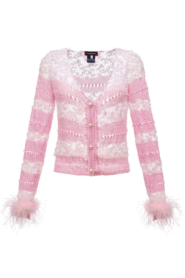 andreeva pink handmade knit sweater