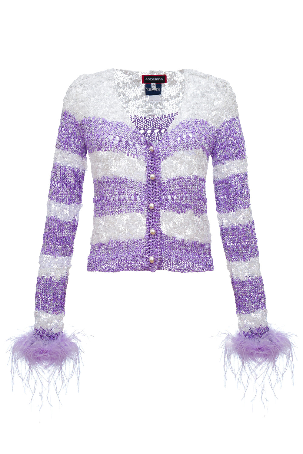 andreeva lavender handmade knit sweater