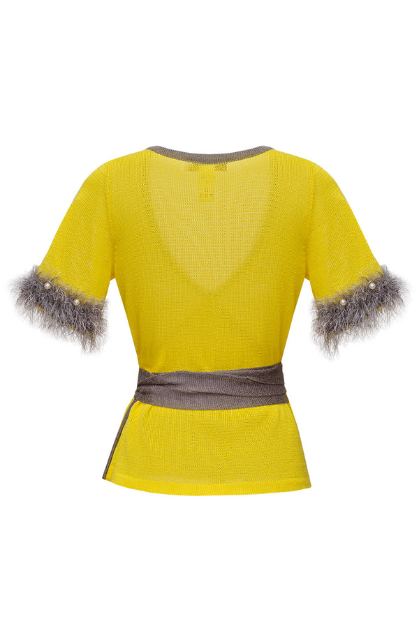 andreeva yellow knit top